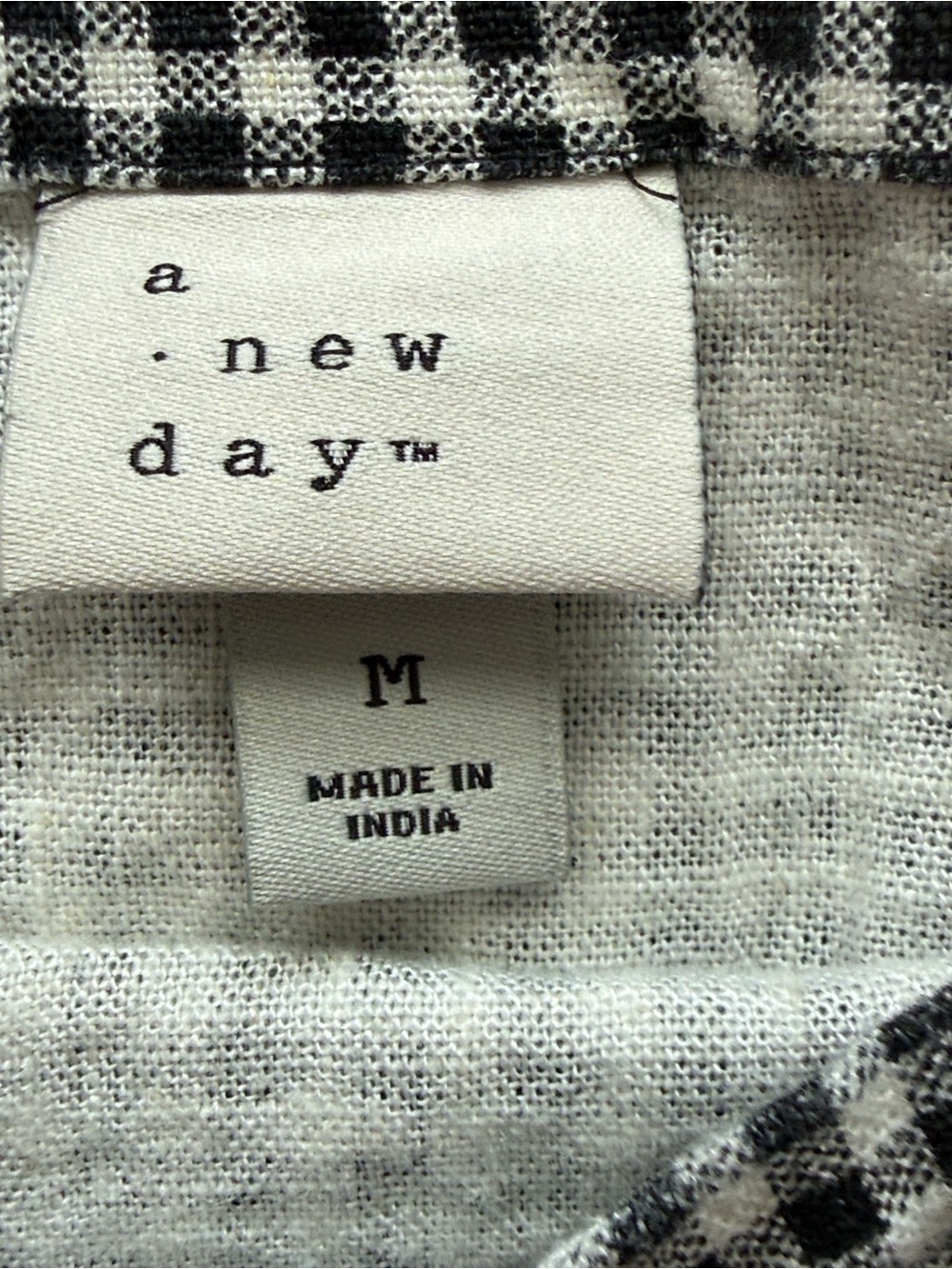 Minimalist A New Day black white gingham plaid linen blend tank top shell M - Picture 5 of 8